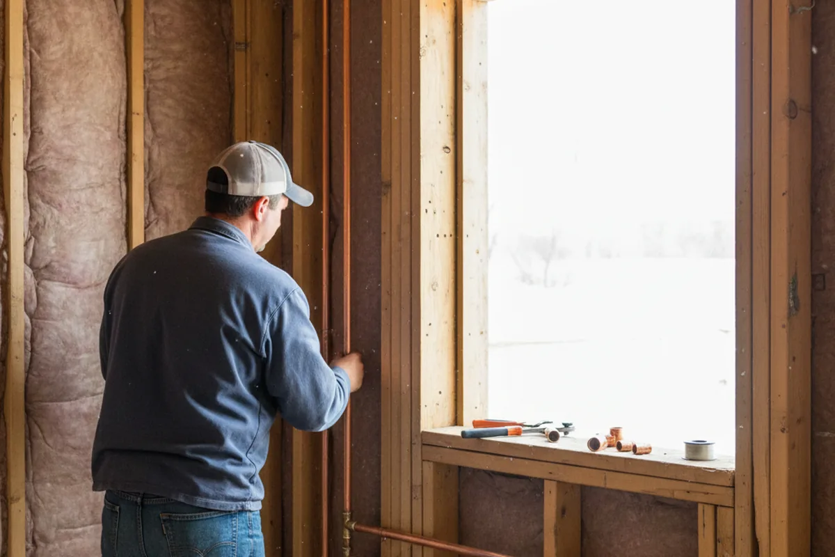 Licensed plumber running new copper supply lines in a Newark home